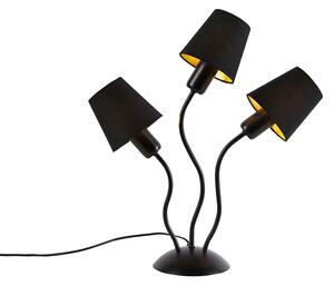 Dizajn stolne svjetiljke crne 3 svjetla s poklopcima sa stezaljkama - Wimme