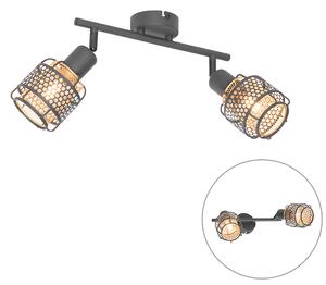 Dizajnerska stropna svjetiljka crna sa zlatnim 2 svjetla - Noud