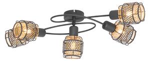 Dizajnerska stropna svjetiljka crna sa zlatnim 5-svjetlo - Noud