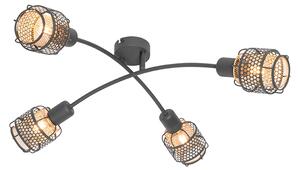 Dizajnerska stropna lampa crna sa zlatnim 4 svjetla - Noud