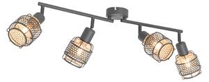 Dizajnerska stropna svjetiljka crna sa zlatnim duguljastim 4 svjetla - Noud