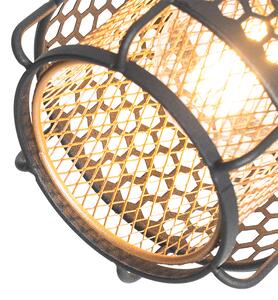 Dizajnerska podna svjetiljka crna sa zlatnim 3-svjetlo - Noud