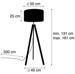 Moderna podna lampa drvena tkanina nijansa siva 50 cm stativ - Telu