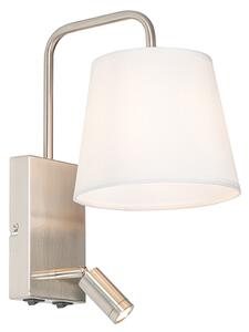Moderna zidna svjetiljka bijela i čelična s lampom za čitanje - Renier