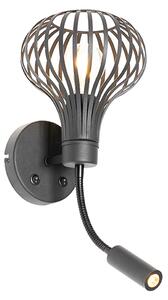Moderna zidna svjetiljka crna sa lampom za čitanje 2-svjetlo - Saffira Brescia