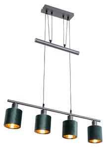Moderna viseća lampa crna sa sjenilom zelena 4 svjetla - Merwe