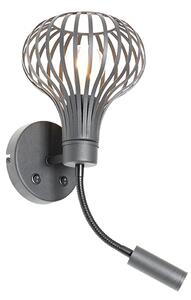 Moderna zidna lampa crna s lampom za čitanje 2 svjetla - Saffira Brescia