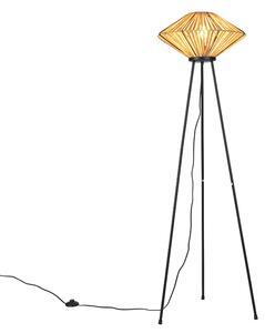 Orijentalna podna svjetiljka tronožac od ratana - Slama