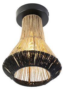 Ruralna stropna lampa crna sa užetom 19 cm - Jenthe