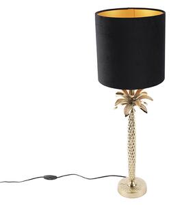 Art deco stolna svjetiljka s baršunastom sjenilom crna 25 cm - Areka