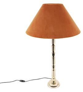 Art deco stolna svjetiljka s velur hladom narančasta 50 cm - Torre