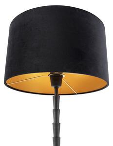 Art deco stolna svjetiljka s baršunastom sjenilom crna 35 cm - Pisos