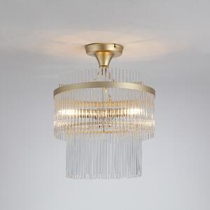 Searchlight Stropna lampa Lara, Ø 35 cm, zlatna/prozirna, staklo/metal, prigušiva, Zlato / mjed, Dnevni boravak/blagovaonica, Staklo
