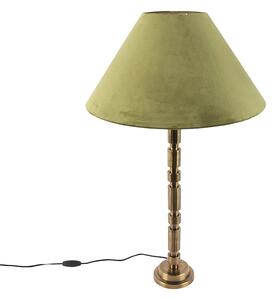 Art deco stolna svjetiljka s baršunastom sjenilom zelene 50 cm - Torre
