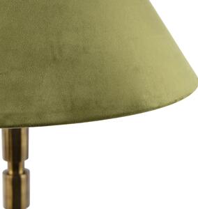 Art deco stolna svjetiljka s baršunastom sjenilom zelene 50 cm - Torre