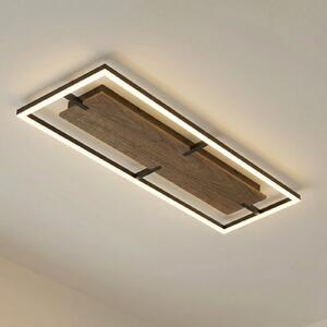 Lucande Vectra LED stropna svjetiljka, 100 x 30 cm, drvo, dimabilna, prigušiva, Drvo, Dnevni boravak/blagovaonica, Plastika