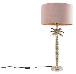 Art Deco stolna svjetiljka zlatna s baršunasto ružičastom nijansom 35 cm - Areka