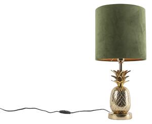 Botanička stolna svjetiljka zlatna s baršunastom nijansom zelena 25 cm - tropska