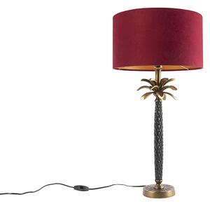 Art Deco stolna svjetiljka brončana s baršunasto crvenom nijansom 35 cm - Areka