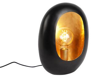 Dizajn stolna svjetiljka crna sa zlatnim interijerom 36 cm - Cova