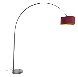 Lučna svjetiljka crni baršun sjena crvena sa zlatom 50 cm - XXL