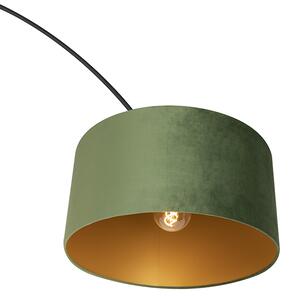 Lučna lampa crno baršunasto sjenilo zeleno sa zlatom 50 cm - XXL