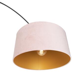 Lučna svjetiljka crna baršunasta nijansa ružičasta sa zlatom 50 cm - XXL