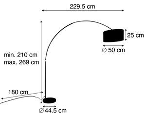 Lučna svjetiljka mesing s crnom tkaninom sjena crna 50 cm - XXL