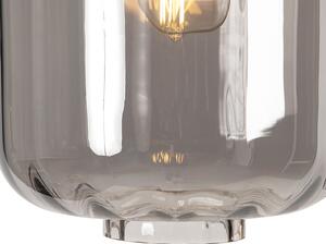 Dizajn viseća svjetiljka crna s dimnim staklom 3-svjetla 226 cm - Qara
