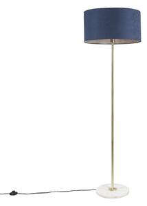 Podna svjetiljka mesing s plavim hladom 50 cm - Kaso