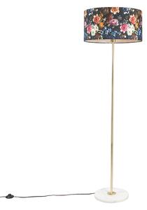 Podna svjetiljka mesing s flora nijansom 50 cm - Kaso