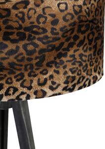Podna svjetiljka tronožac crna sa sjenilom leopard 50 cm - Stativ Classic