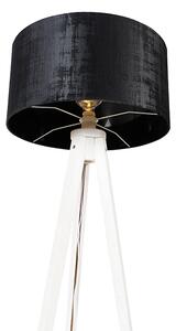 Moderna podna svjetiljka stativ bijeli s crnim baršunastim hladom 50 cm - Tripod Classic