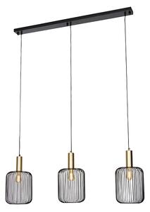 Dizajnerska viseća svjetiljka crna sa zlatnim 3-svjetlo - Mayelle