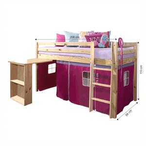 Zondo Dječji krevet s PC stolićem 90 cm Alzaria (ružičasta). 1015352