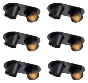Set od 6 ugradbenih reflektora crni GU10 50mm 2-svjetla - Installa