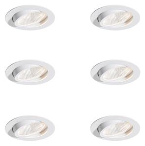Set od 6 ugradbenih reflektora bijeli 9,5 cm uklj. LED 1300 lm s mogućnošću prigušivanja IP23 - Gaius