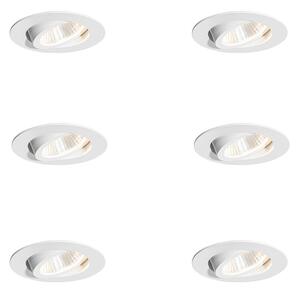 Set od 6 ugradbenih reflektora bijeli 6,8 cm uklj. LED 750 lm mogućnost prigušivanja IP65 - Gaius