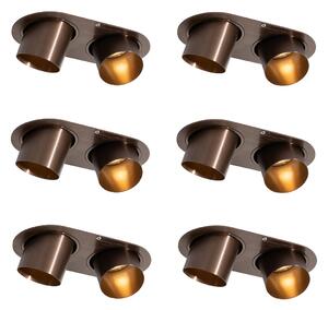 Set od 6 ugradbenih reflektora tamna bronca GU10 50mm 2-svjetla - Installa