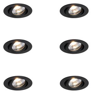 Set od 6 ugradbenih reflektora crni nagibni 8,2 cm uklj. LED Dim to Warm IP54 Ultra Slim - Pupil