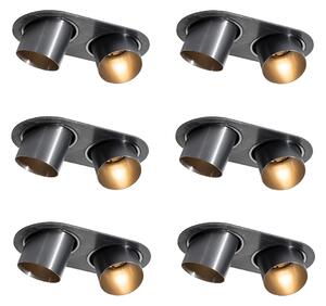 Set od 6 ugradbenih reflektora metalno sive boje GU10 50mm 2-svjetla - Installa