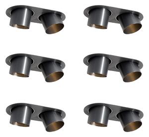 Set od 6 ugradbenih reflektora metalno sive boje GU10 70 mm, nagibni, 2 svjetla - Installa