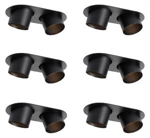 Set od 6 ugradbenih reflektora crni GU10 70 mm nagibni 2-svjetla - Installa