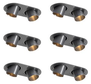 Set od 6 ugradbenih reflektora metalno sive boje GU10 35 mm, nagibni, 2-svjetla - Installa
