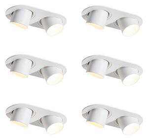 Set od 6 ugradbenih reflektora bijeli GU10 35 mm nagibni 2-svjetla - Installa