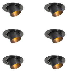 Set od 6 ugradbenih reflektora metalno sive boje GU10 35 mm okrugli nagibni - Installa