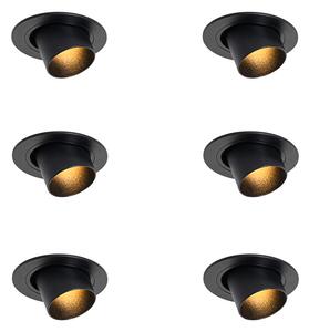 Set od 6 ugradbenih reflektora crni GU10 35 mm okrugli nagibni - Installa