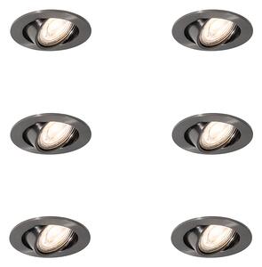 Set od 6 modernih ugradbenih reflektora boje metala GU10 50 mm okruglih podesivih - Cisco