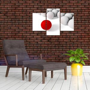 Crvena kugla između bijelog - apstraktno slikarstvo (90x60cm)
