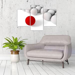 Crvena kugla između bijelog - apstraktno slikarstvo (90x60cm)